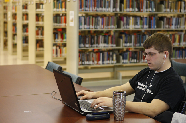 Student studying in the library