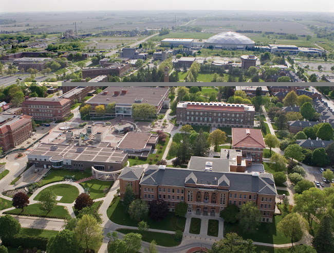 aerial photo of campus